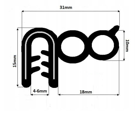 uszczelka uniwersalna szyby / drzwi 0054383