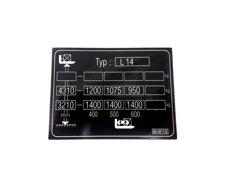 naklejka udźwigu 0039381102 linde L14